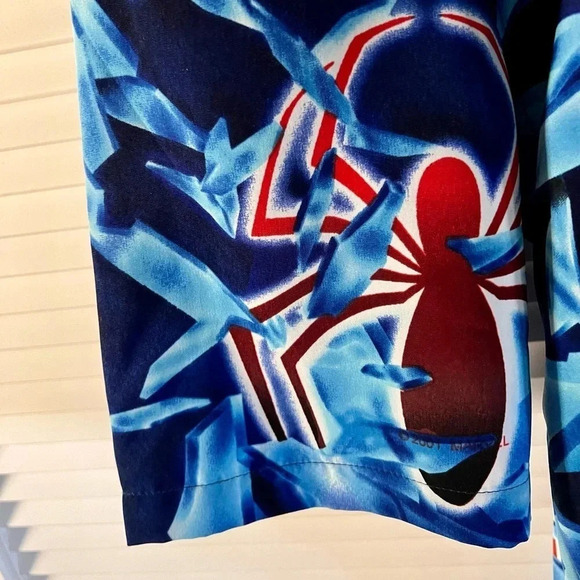 Vintage 2001 Marvel Comics Spider-Man Comic Button Up All Over Print Shirt Large - Picture 4 of 5